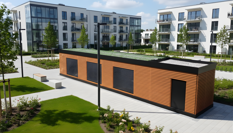 The energy box in front of a residential building